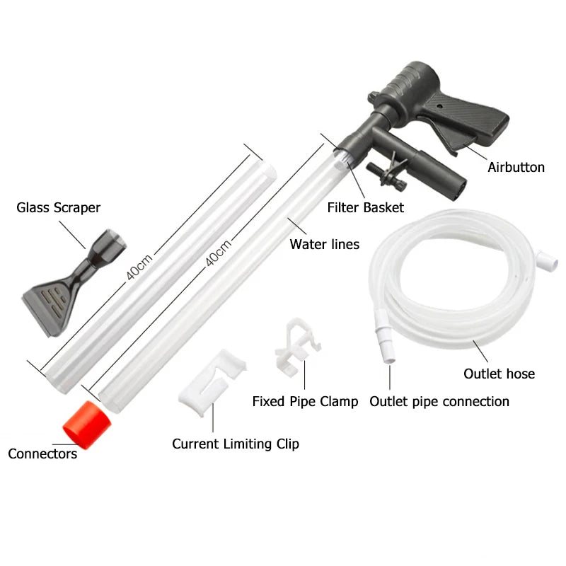 Manual Aquarium Gravel Vacuum Siphon Pump for Water Changes – Sand & Gravel Cleaner with 2m (6.6 ft) Hose