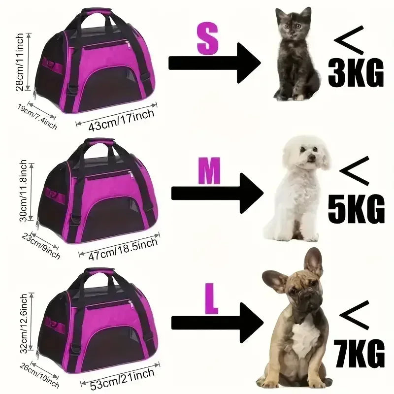 Portable Mesh Pet Carrier Bag – Breathable Foldable Travel Handbag for Small Dogs & Cats