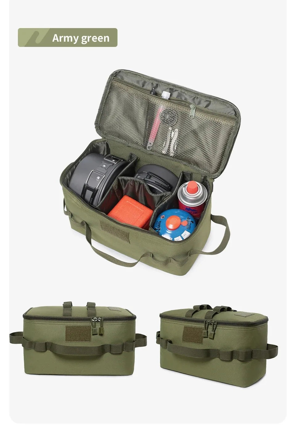 Large Capacity Camping Storage Bag - Outdoor Tool & Picnic Organizer for Cookware, Utensils and Gas Canisters