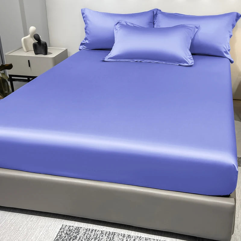 Satin Ice Silk Solid Fitted Sheet — 1-Piece Bed Sheet (Pillowcase Not Included)