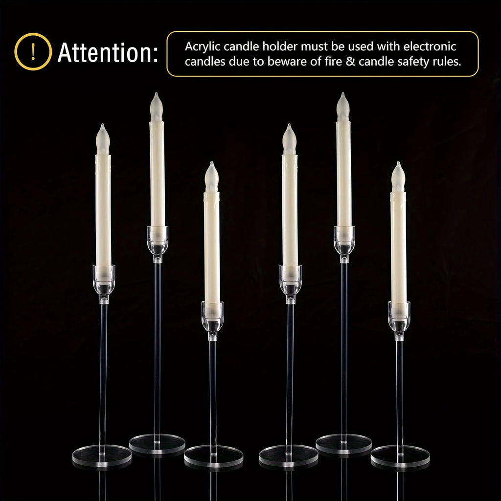 3-Pack Clear Acrylic Candle Holders – Modern Candelabra Table Centerpiece for Weddings, Parties & Holiday Decor