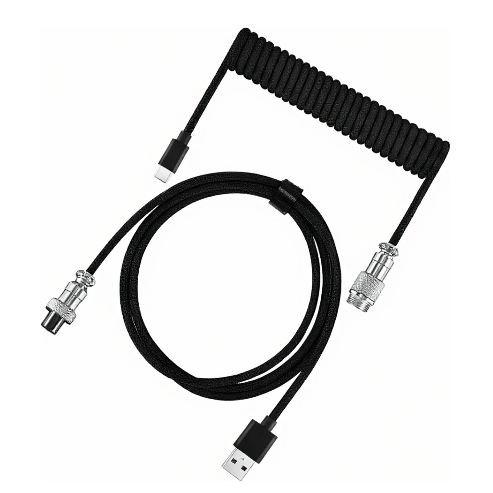 Coiled USB-C Keyboard Cable with Detachable Aviator Connector — 3 m (9.8 ft) Mechanical Keyboard Cord
