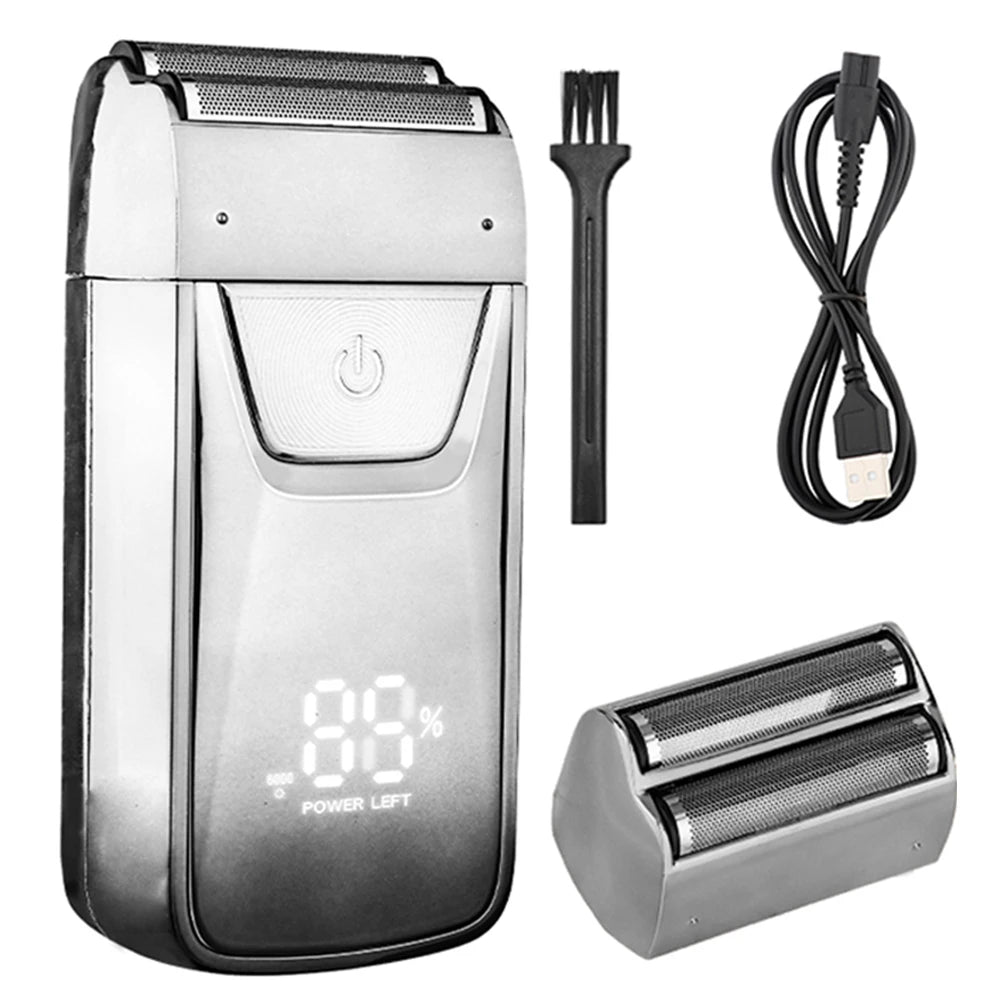 Men's Rechargeable Electric Shaver & Hair Clipper – Metal Housing, USB Fast Charge, Hypoallergenic Foil