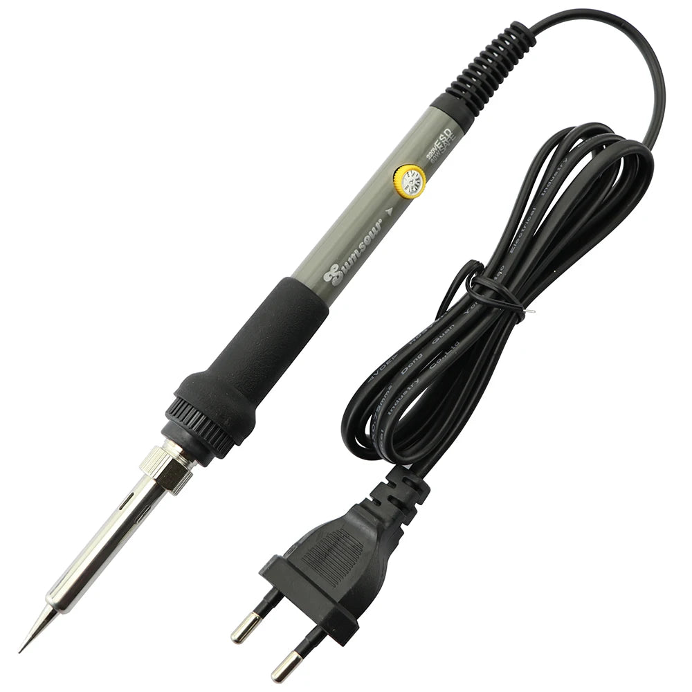 60W Adjustable Temperature Soldering Iron 200–450°C Electric Rework Station with 5 Tips & Stand, 110/220V EU/US Plug