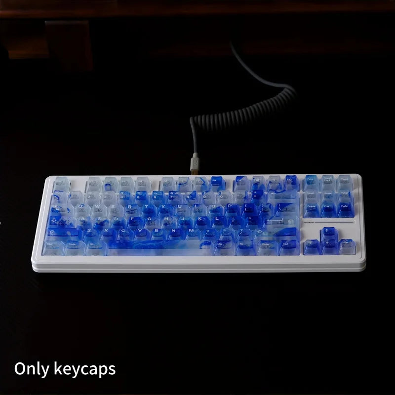 122-Piece Wave-Shaped Semi-Transparent ABS Double-Shot Keycap Set, Cherry MX Compatible, Ergonomic