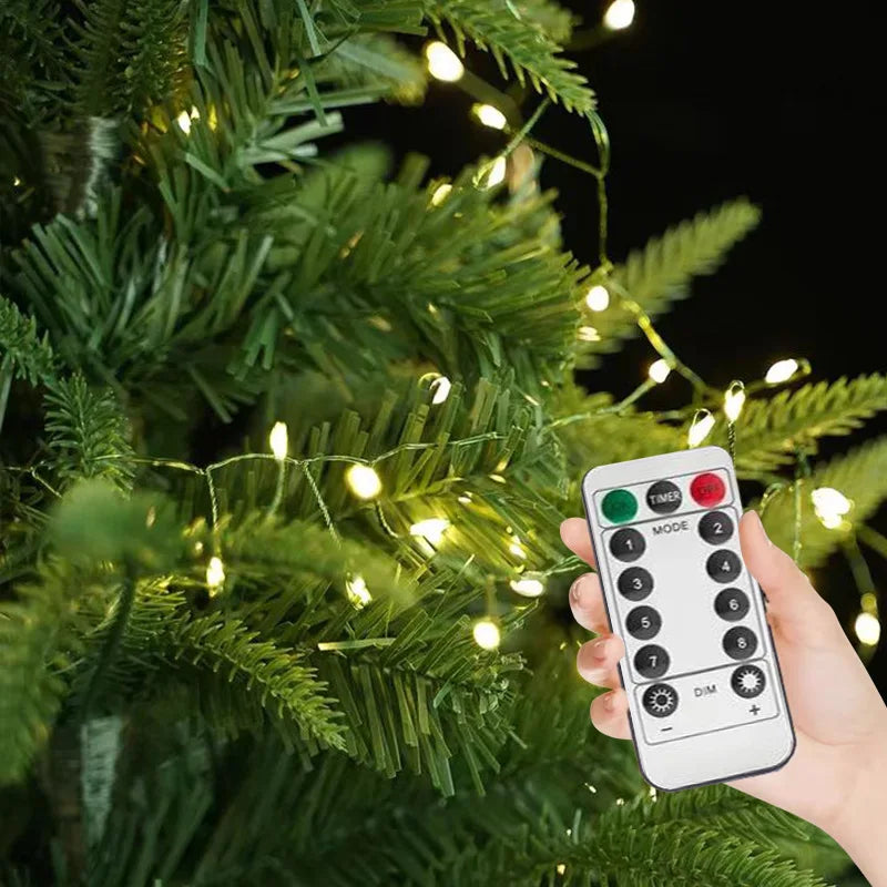 Outdoor Remote-Controlled Copper Wire LED String Lights — 30m / 50m / 75m (98 / 164 / 246 ft) Waterproof Fairy Lights for Christmas Trees Wreaths Patio