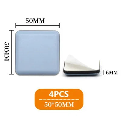 4-Pack Self-Adhesive Furniture Sliders PTFE Felt Floor Protectors - Anti-Scratch Glide Pads for Carpet, Wood, Tile