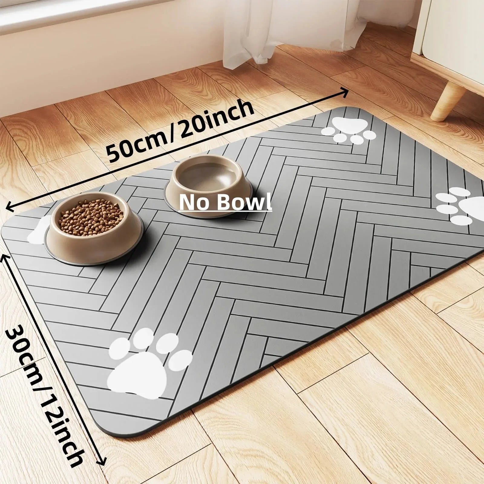 Absorbent Pet Feeding Mat with Non-Slip Rubber Backing - Waterproof Placemat for Dogs & Cats (20 x 30 cm / 7.9 x 11.8 in; 30 x 50 cm / 11.8 x 19.7 in; 40 x 60 cm / 15.7 x 23.6 in)