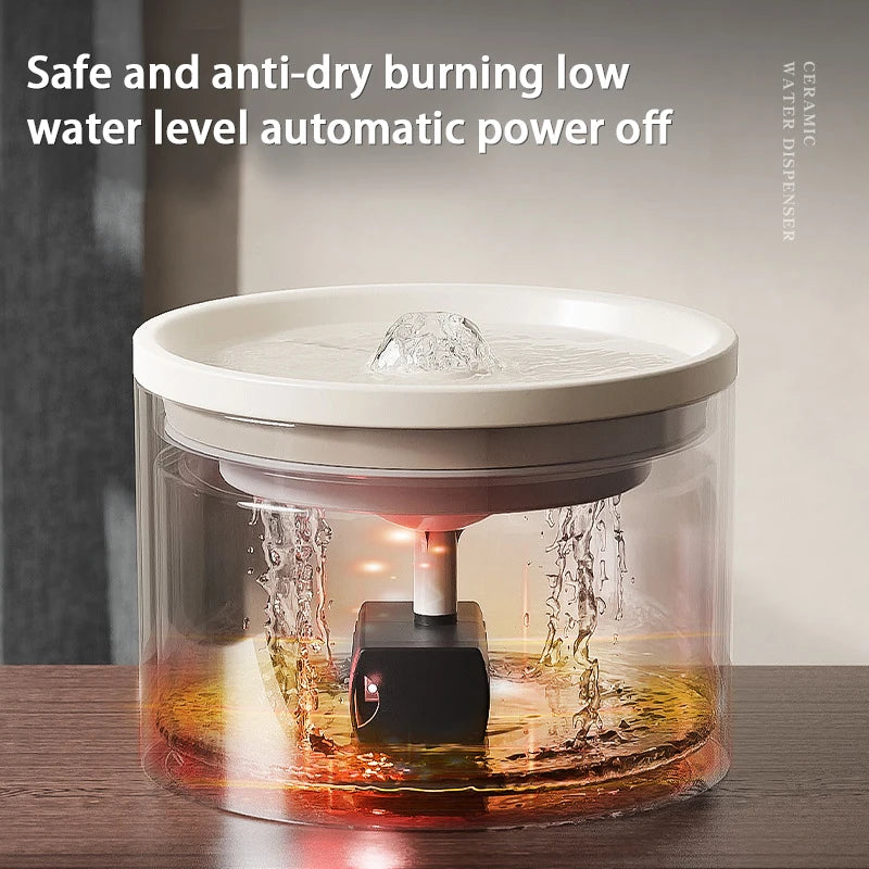 Ultra-Quiet Ceramic Pet Water Fountain for Cats & Small Dogs Automatic Filtered USB Dispenser