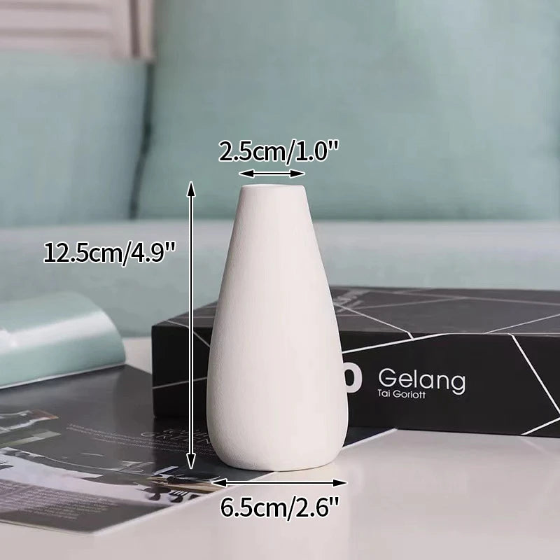 White Ceramic Bud Vase Nordic Matte Decorative Vase for Home Living Room Tabletop Flower Arrangements Photo Props