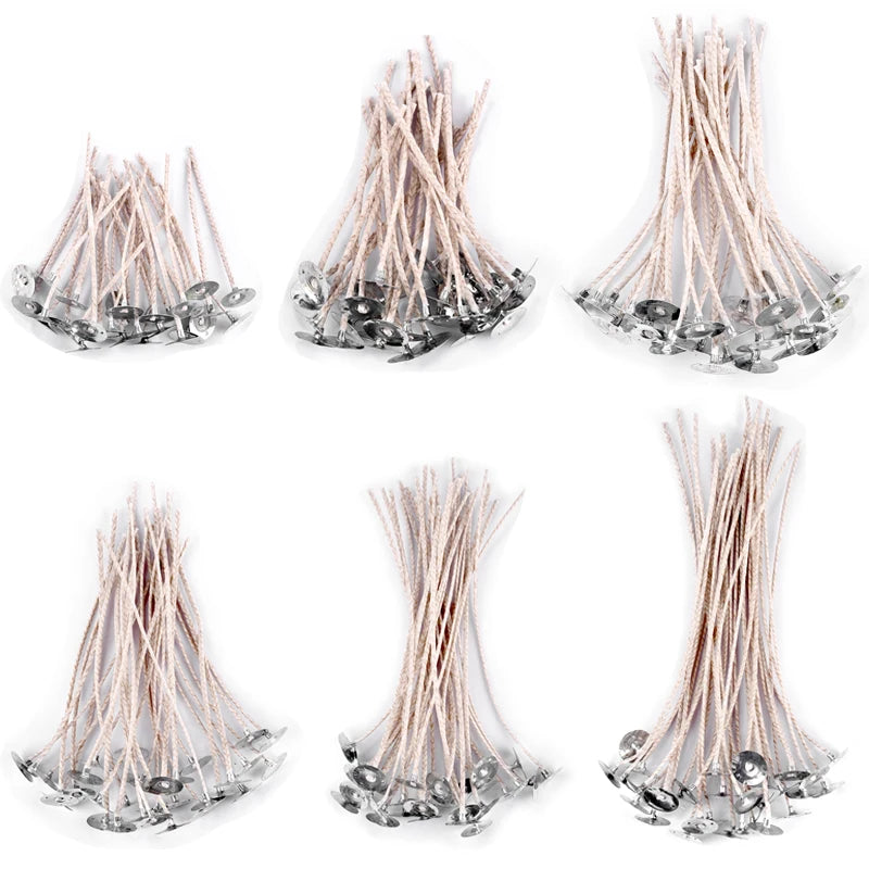 Smokeless Cotton Candle Wicks 30-Pack — 6–20 cm (2.4–7.9 in) Large-Base Woven Wicks for Soy Wax & Kerosene Lamps