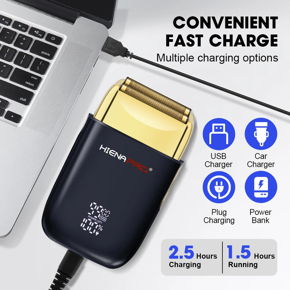 Men's Rechargeable Electric Shaver & Hair Clipper – Metal Housing, USB Fast Charge, Hypoallergenic Foil