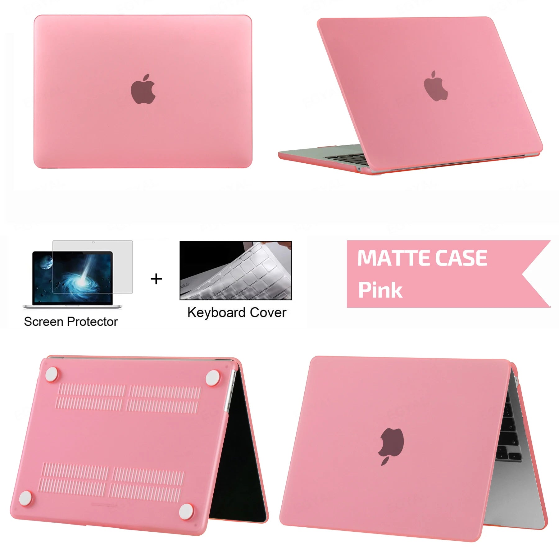 Hard Shell Protective Laptop Case for MacBook Air & Pro 13/13.6/14/16 Inch – PVC Snap-On Cover with Keyboard Cover & Screen Protector