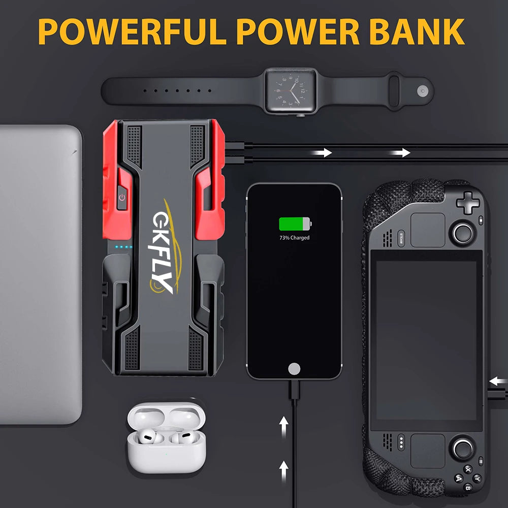 3000A Car Jump Starter and 44.4Wh Portable Power Bank 12V Emergency Battery Booster for Petrol & Diesel Vehicles