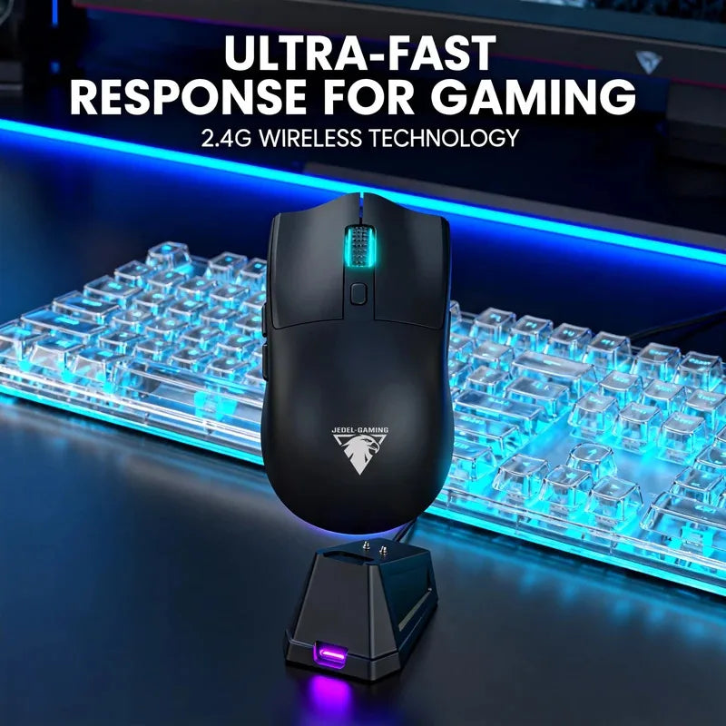 Wireless Bluetooth Dual-Mode Gaming Mouse with Touchscreen and Magnetic Charging Dock, Ultra-Light Macro Controls