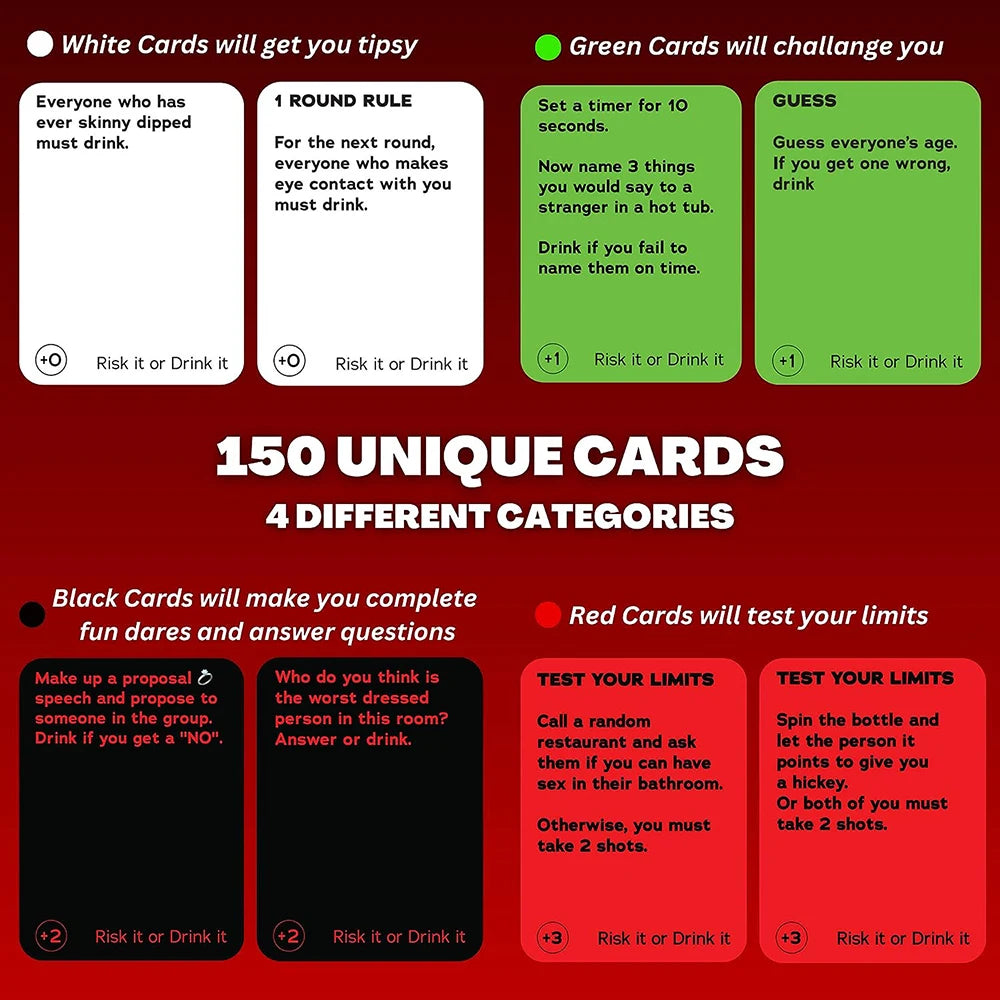 Risk It or Drink It Party Card Game - Adult Drinking Game for College Pregame, Dares & Challenges