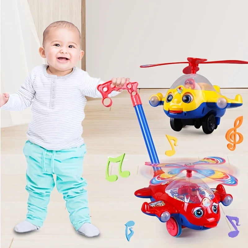 Outdoor Push-Along Baby Walker Plane Car Toy – Hand-Push Toddler Walker for Kids