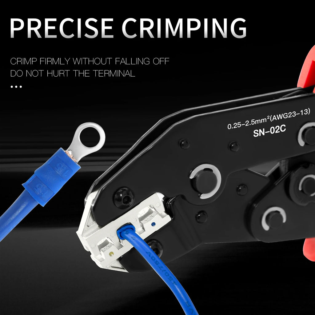 Ratcheting Crimping Tool for Insulated Electrical Connectors AWG 23-13, Wire Terminal Crimper