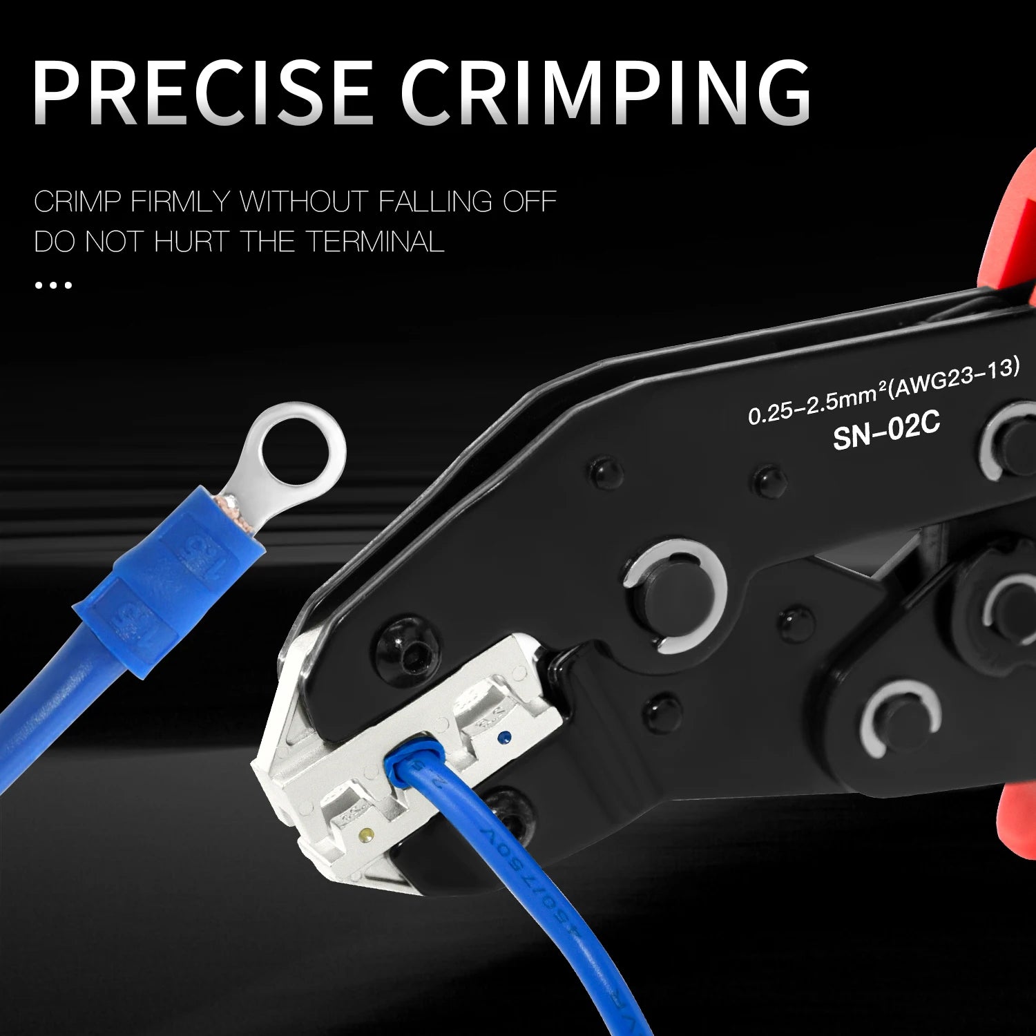 Ratcheting Crimping Tool for Insulated Electrical Connectors AWG 23-13, Wire Terminal Crimper