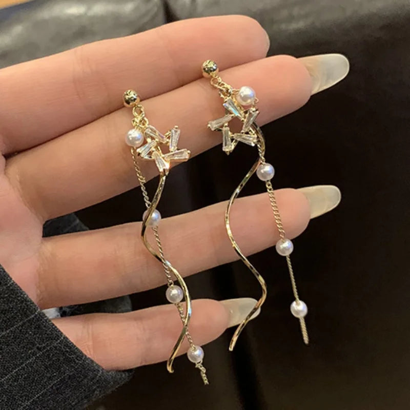Crystal Water Drop Tassel Earrings - Colorful Long Bridal & Party Drop Earrings for Women
