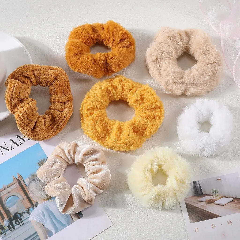 Plush Cotton-Blend Scrunchies Set 7 or 21 Pack - Elastic Hair Ties & Ponytail Holders for Women & Girls