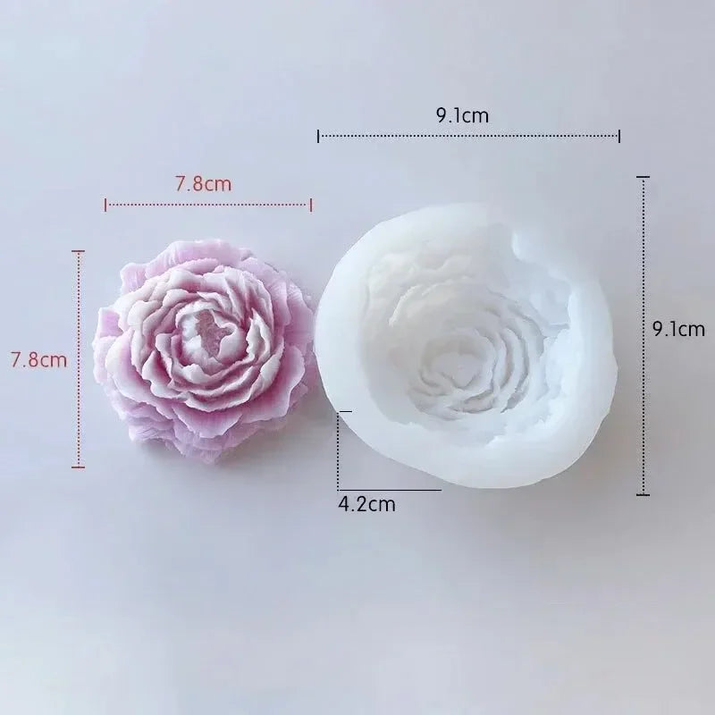 1-Piece Peony Silicone Mold – DIY Candle, Soap, Resin, Plaster & Chocolate Cake Baking Mold