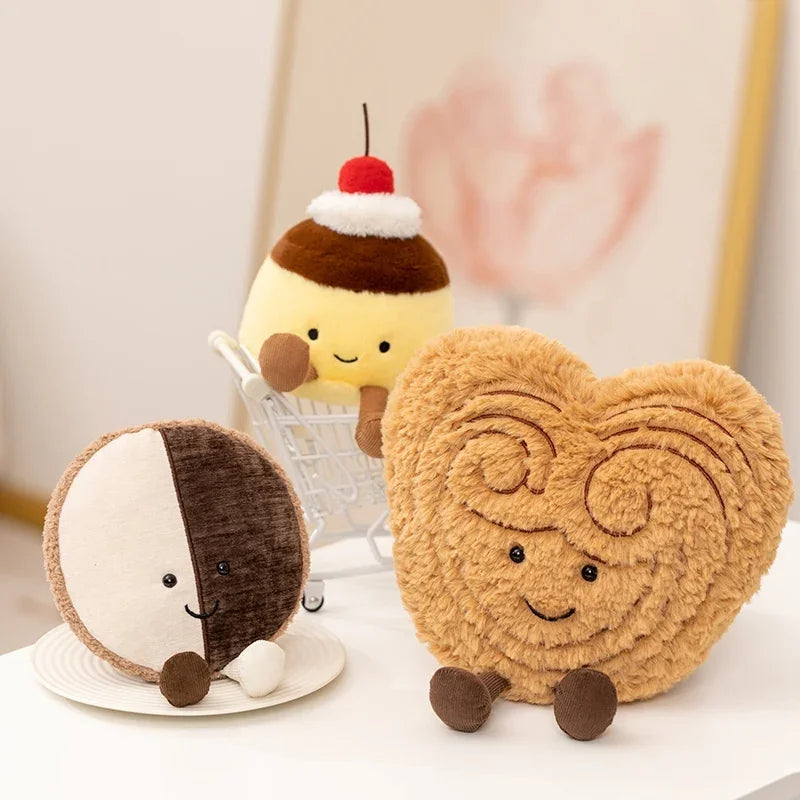 Kawaii Dessert Plush Toy 7 in (18 cm) Pudding Cake Cookie Palmier Stuffed Doll Cute Soft Plushie Gift for Girls