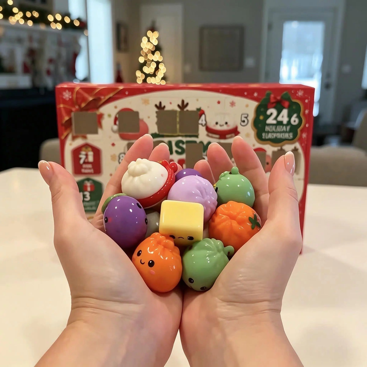 Christmas Advent Calendar 24-Day Dumpling Squishy Blind Box - Slow-Rising Fidget Sensory Countdown Gift