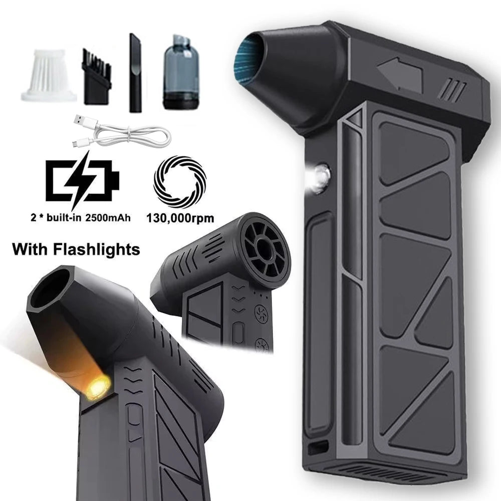 Portable USB Turbo Blower 3000mAh — 200W / 200 CFM for Dust Cleaning, Barbecue, and Equipment
