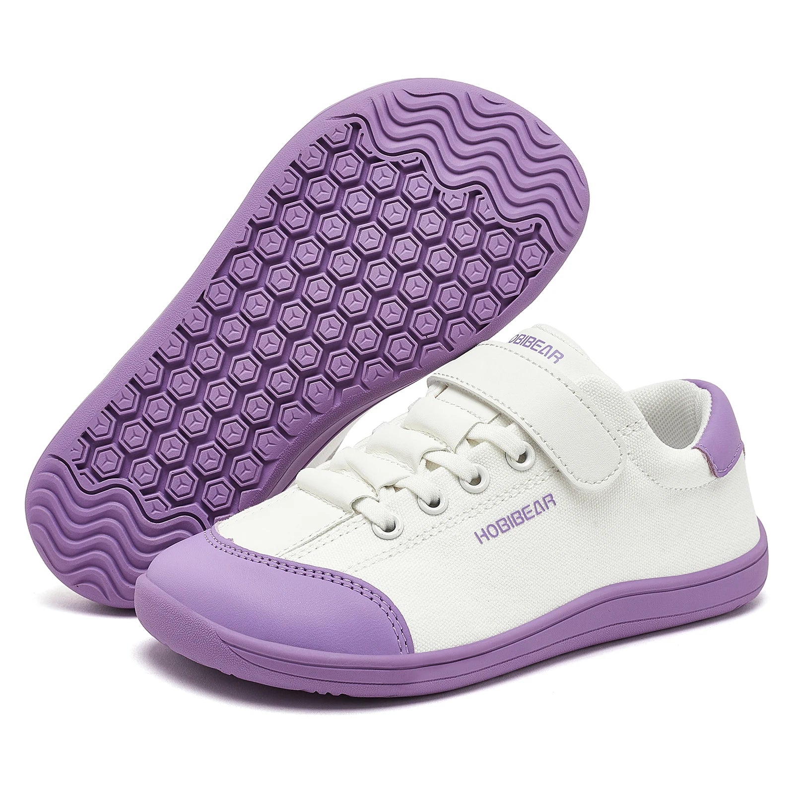 Kids Barefoot Wide Toe Minimalist Sneakers Unisex Lightweight Hook & Loop PU Leather & Textile Shoes