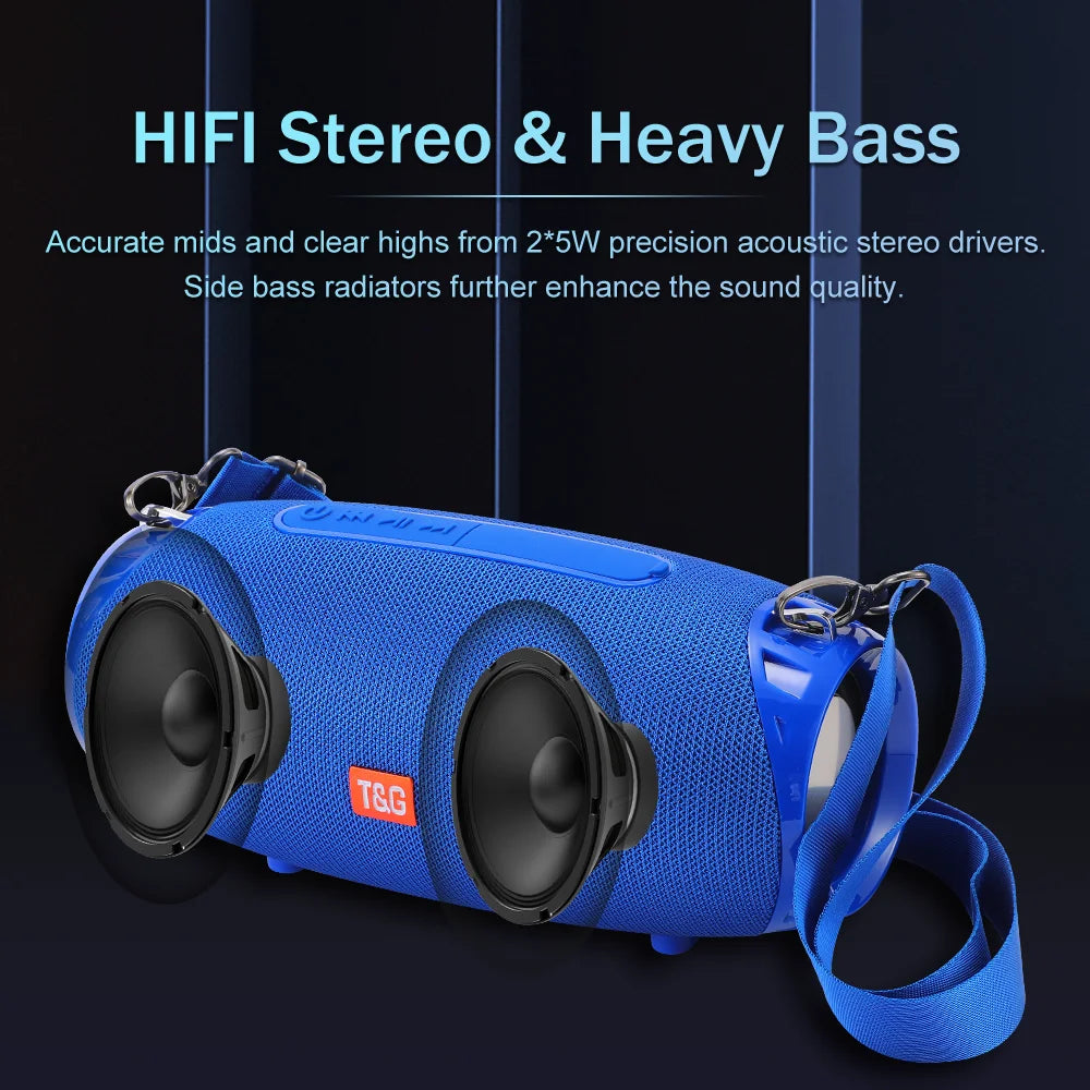 Portable Bluetooth Speaker 10W (5W x2) Bluetooth 5.3 FM Radio TF/USB/AUX Rechargeable Waterproof