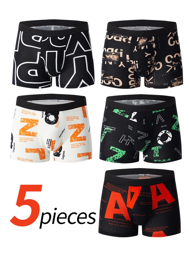 5/10-Pack Men's Black and Gold Printed Boxer Briefs - Comfortable Stretch Underwear for Sports, Beach & Leisure