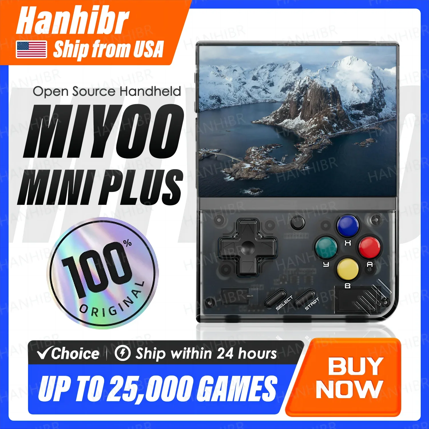 Portable Retro Handheld Game Console, 3.5-inch (8.9 cm) IPS Screen, 25,000+ Games, 3000mAh Battery, Kids Gift