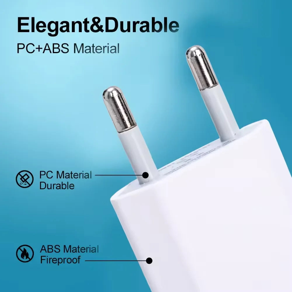 EU Plug USB Wall Charger 5V 1A Travel Adapter, Universal Smartphone USB Charger, 1-5 Pack