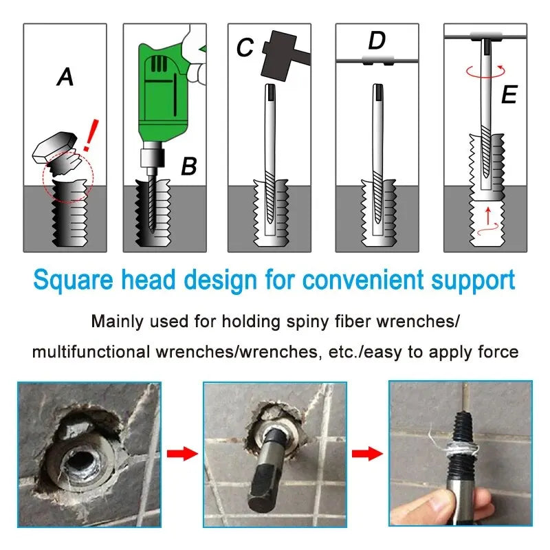 11-Piece Broken Screw Extractor Set – 5pc & 6pc Fine-Tooth Faucet Bolt Removal Kit, 52–88mm (2.05–3.46 in) High Carbon Steel