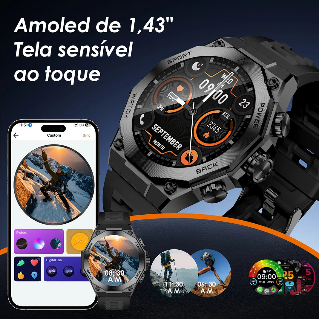 1.43" (36 mm) AMOLED Smartwatch — 150+ Sports Modes, Heart Rate & SpO2 Monitor, Bluetooth Calling, Android/iOS Compatible