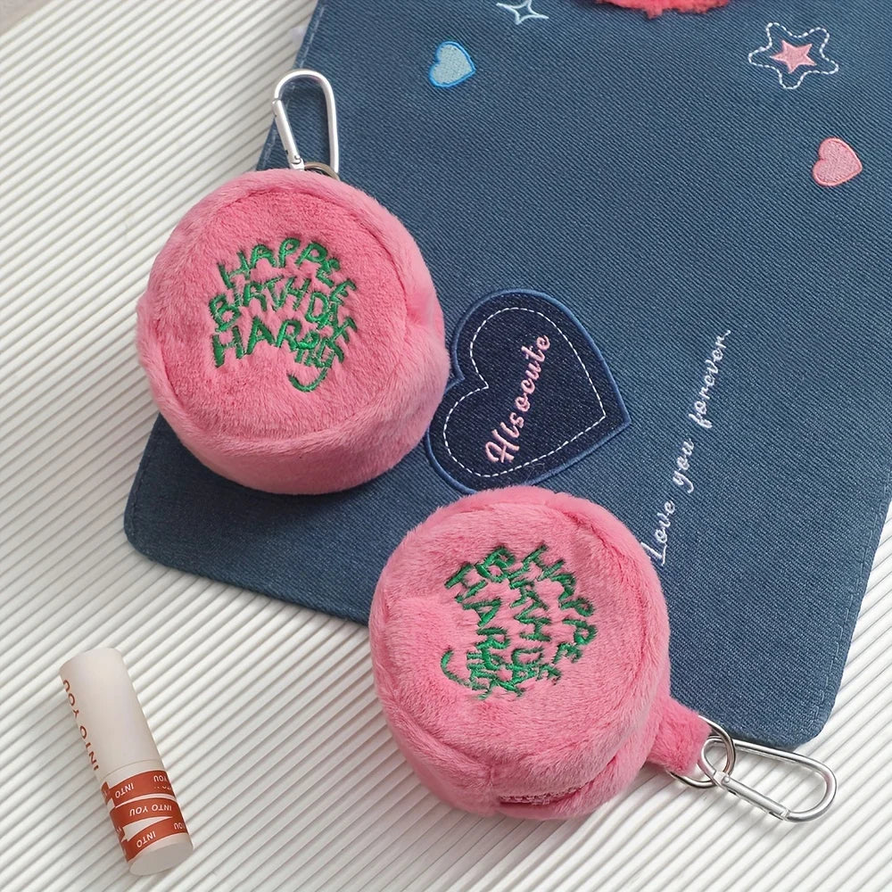 Plush Polyester Travel Bag Charm Keychain — Soft Luggage & Backpack Accessory