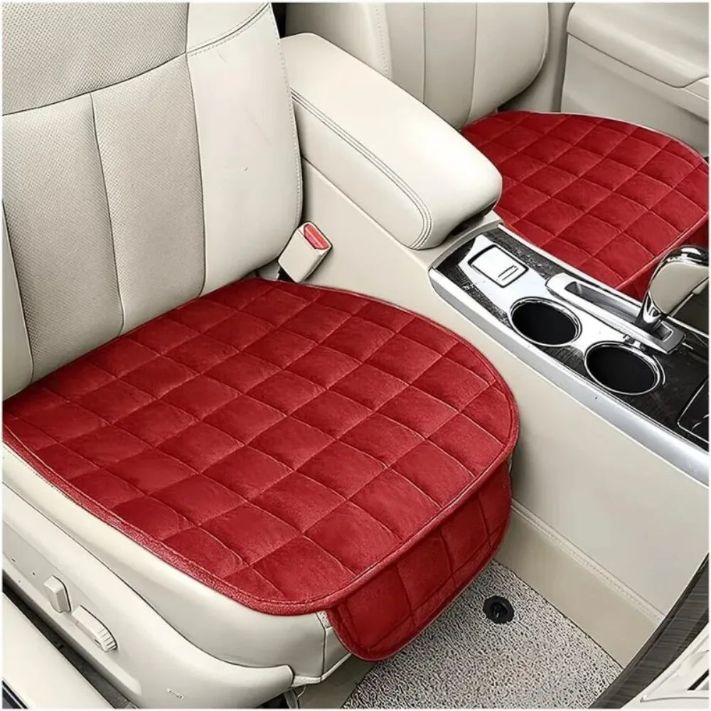 Universal Car Seat Cushion with Non-Slip Rubber Bottom and Storage Pouch - Plush Seat Pad for Car, Truck, Van, SUV and Office Chair