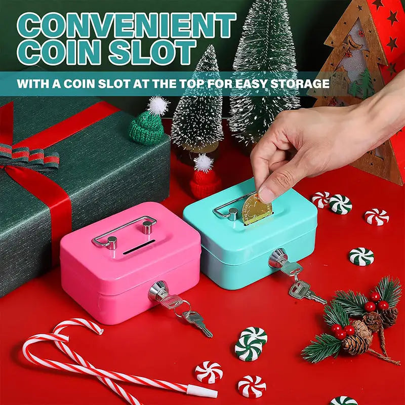 Mini Metal Money Box with Key Lock – Lockable Coin Safe for Adults & Kids