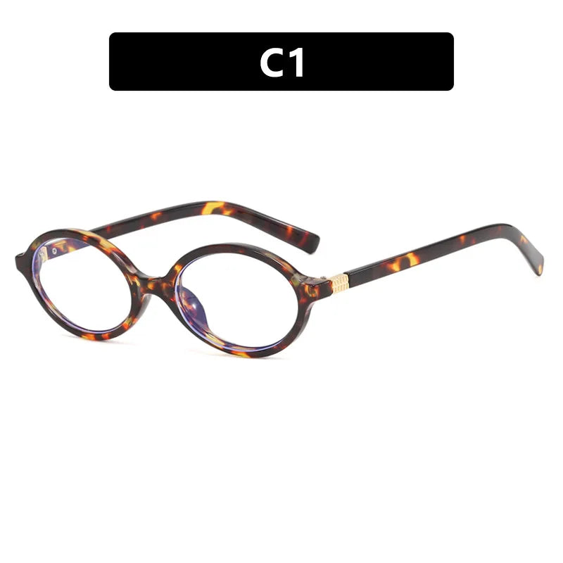 Vintage Small Oval Sunglasses Retro Leopard Frame UV400 Blue Light Blocking Lenses for Women & Men