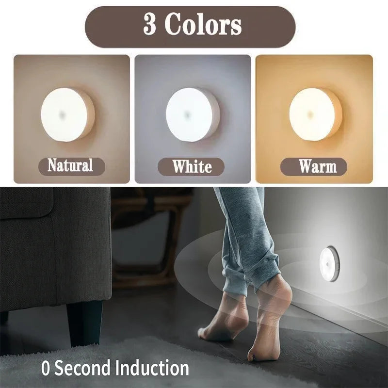 Motion Sensor LED Night Light – USB Rechargeable Magnetic PIR Light for Closet, Stair & Bedroom – Warm/Daylight