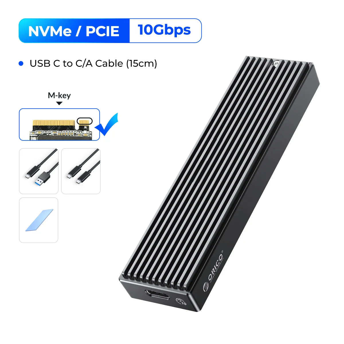 M.2 NVMe & SATA SSD Enclosure USB-C — Supports 2230/2242/2260/2280 | USB 3.2 Gen2 10Gbps / Gen2x2 20Gbps
