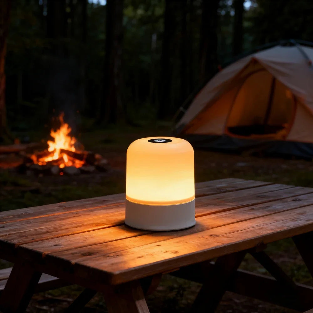 Dimmable LED Bedside Night Light – Rechargeable & Plug-In Touchscreen RGB Desk Lamp for Bedroom Reading