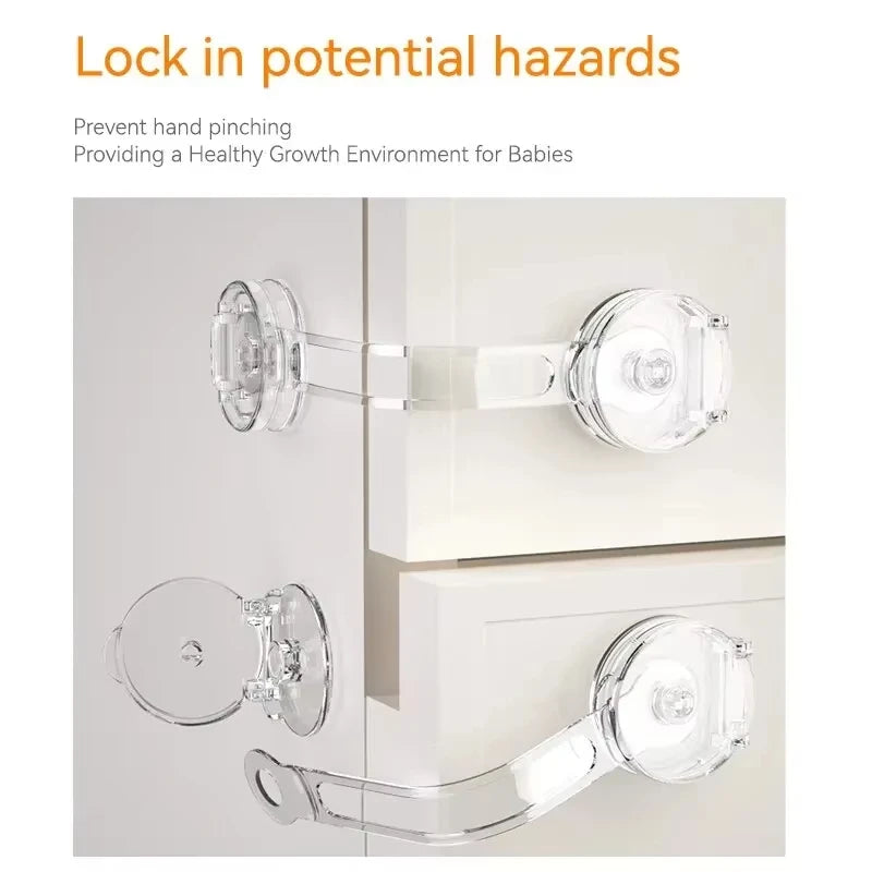 Child Safety Cabinet Locks (3–10 Pack) Transparent Soft Strap Anti-Opening Anti-Pinch