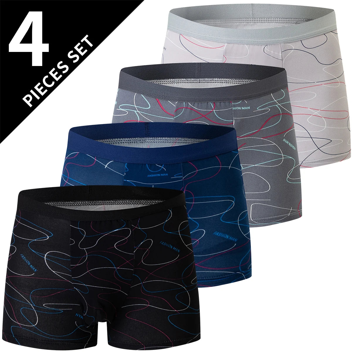 4/5-Pack Men's Printed Boyshort Swim Trunks – Comfortable Plus-Size Beach & Swim Shorts