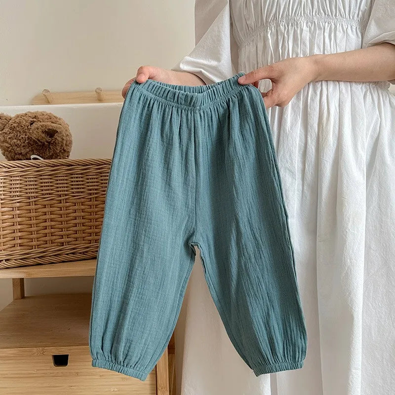 Children's Anti-Mosquito Summer Harem Pants - Lightweight Breathable Ankle-Length Casual Trousers with Elastic Waist (4-6 Years)