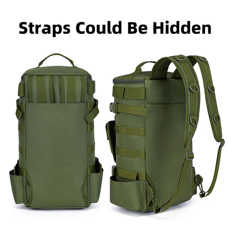 Tactical Fishing Backpack with Rod Holders – Waterproof MOLLE Tackle Bag for Camping, Hiking & Travel