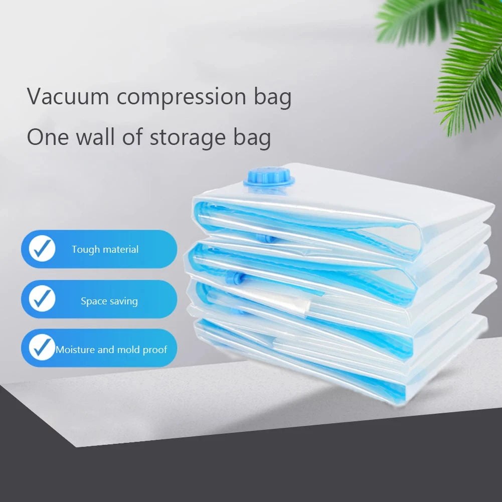 4-Pack Reusable Vacuum Storage Bags for Clothes, Clear Large Space-Saving Compression Bags for Travel & Home