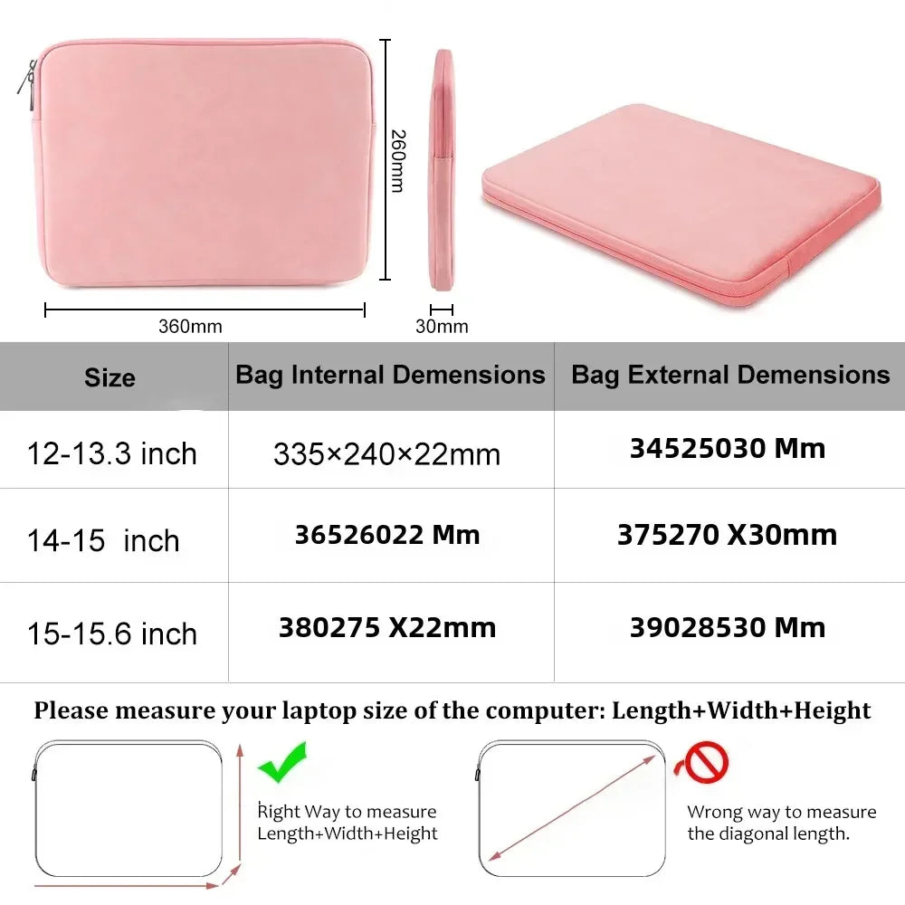 Water-Resistant PU Laptop Sleeve Slim Protective Case for 12/13/14/15/15.6/16-Inch Notebooks