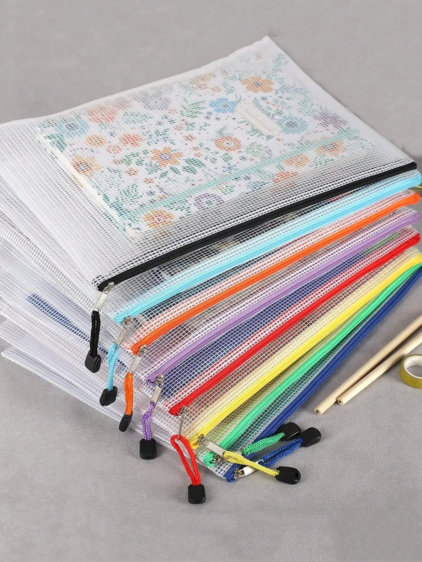 10-Pack A4 Zipper Bags – Multi-Color Waterproof PVC File Organizers for Travel, Office & Home Storage